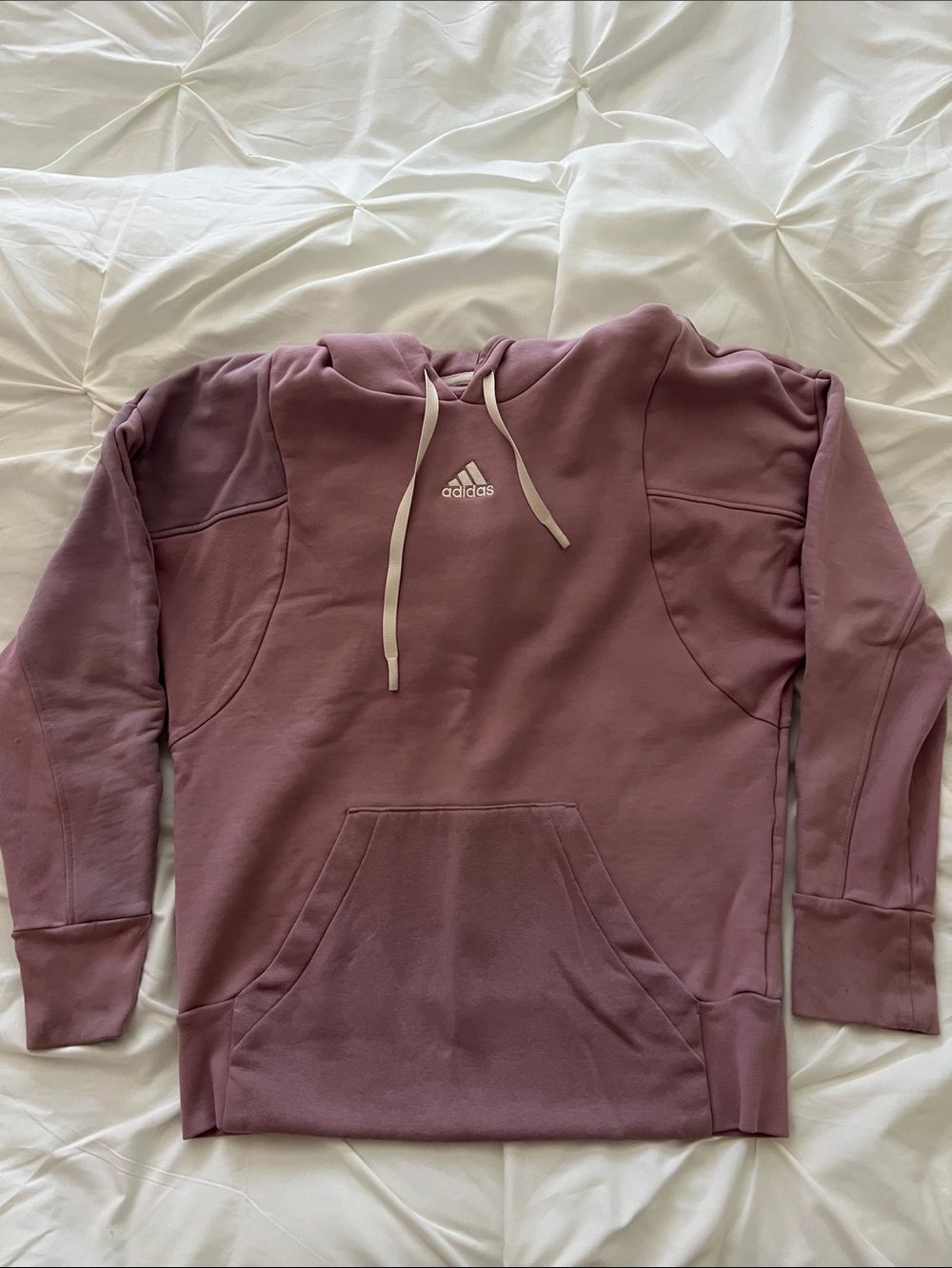 Adidas Dusty Mauve Tow Tone Hoodie with White Drawstrings